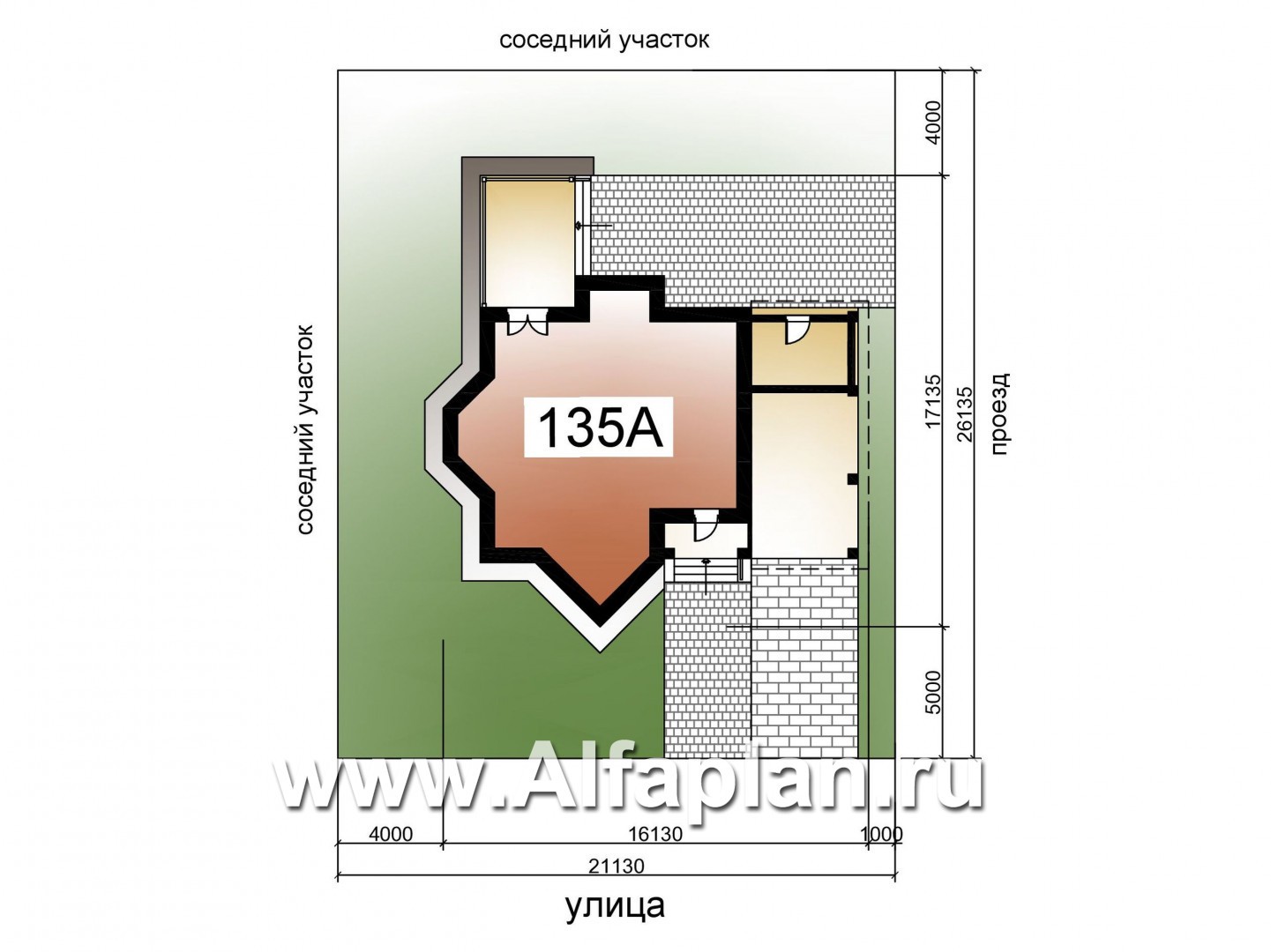 «Бригантина» - проект двухэтажного коттеджа с эркером, с террасой и с навесом на 1 авто - дизайн дома №1
