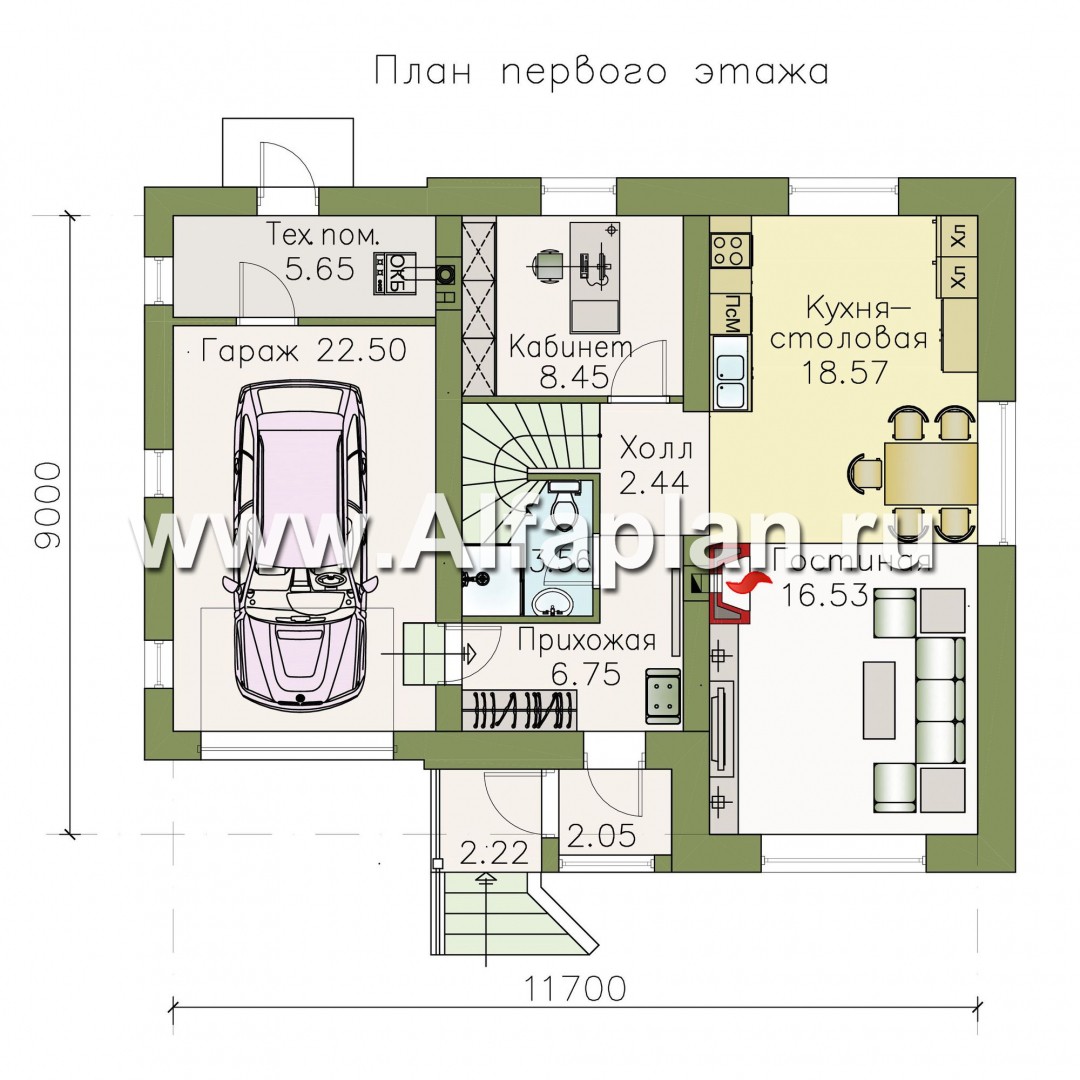 Проекты домов Альфаплан - Дом из газобетона «Оптима» - изображение плана проекта №1