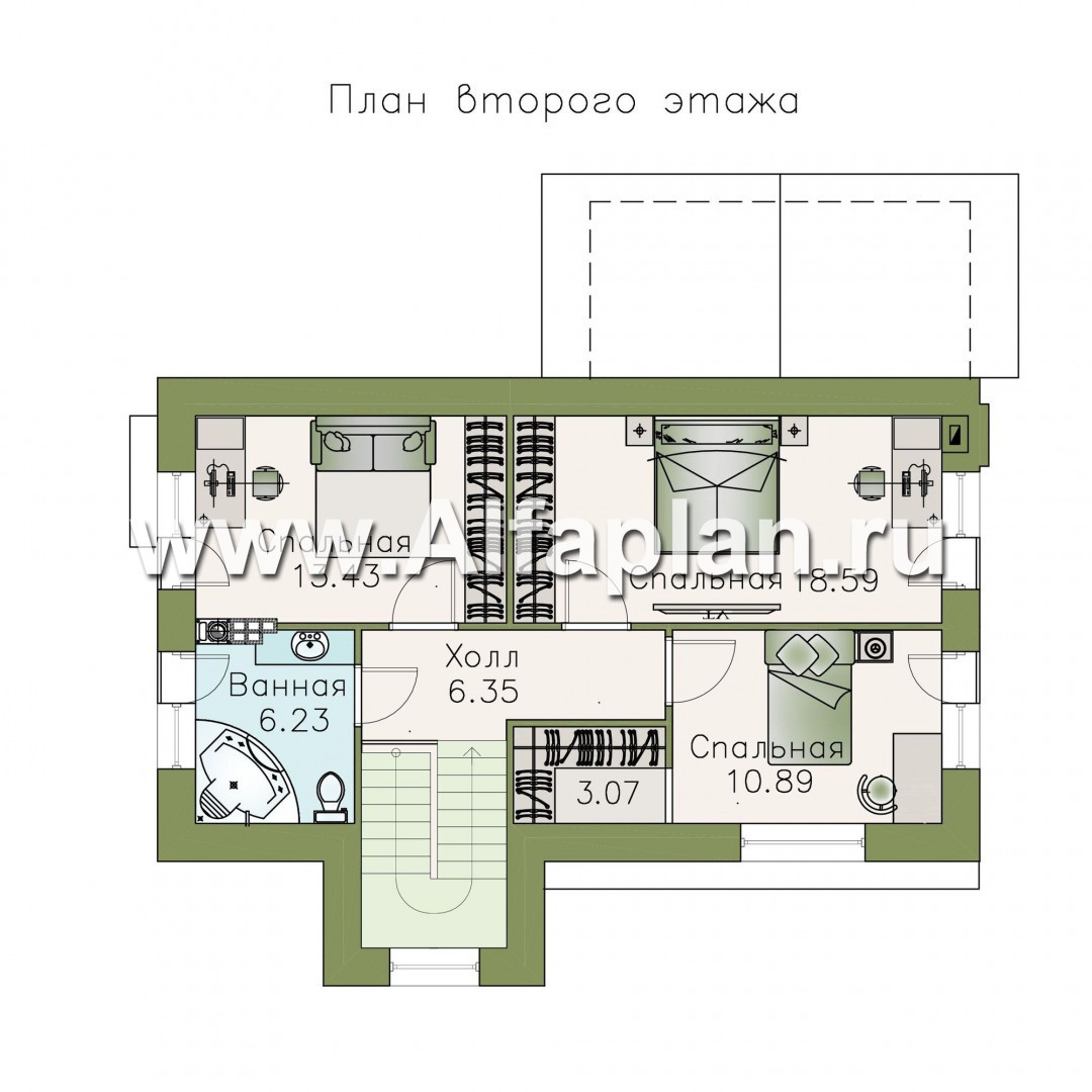 Проекты домов Альфаплан - «Альпина» - трехэтажный коттедж с гаражом для маленького участка - изображение плана проекта №3