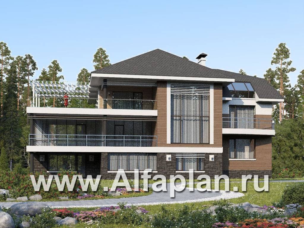 «Глория» - проект эксклюзивного дома, вилла с бассейном и зимним садом, со вспомогательным коттеджем - дизайн дома №2