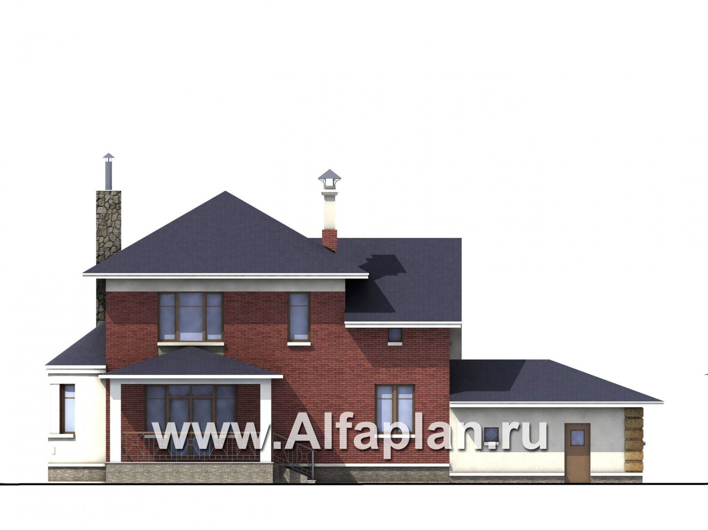 Проекты домов Альфаплан - «Ювенил» - загородный дом с большим гаражом - изображение фасада №4