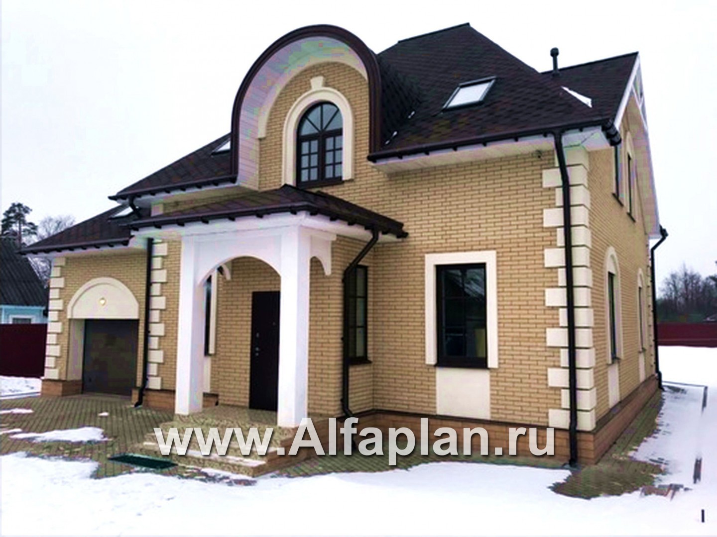 «Эвита» - проект дома с мансардой, с эркером и с террасой, с гаражом, в стиле эклектика - дизайн дома №2