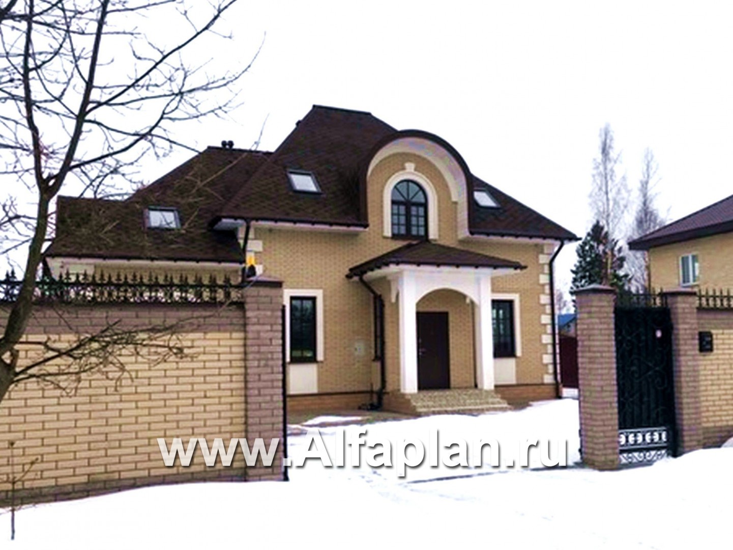 «Эвита» - проект дома с мансардой, с эркером и с террасой, с гаражом, в стиле эклектика - дизайн дома №3