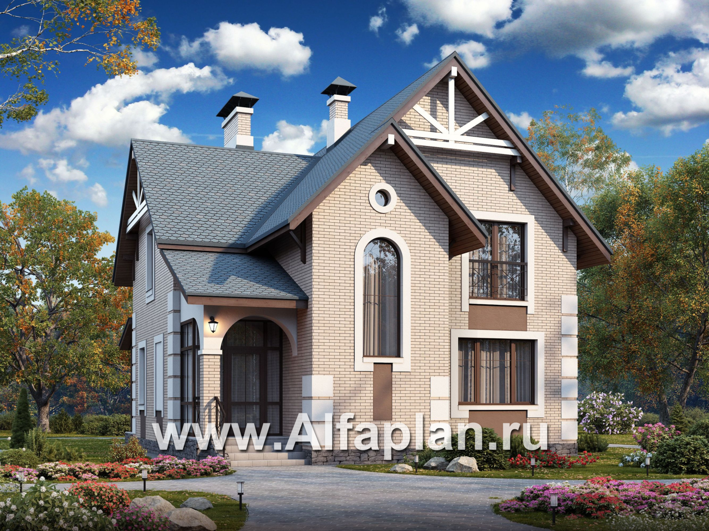 Проекты домов Альфаплан - «Приоритет»-  элегантный коттедж с идеальным планом - основное изображение