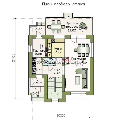 Проекты домов Альфаплан - «Приоритет»-  элегантный коттедж с идеальным планом - превью плана проекта №1