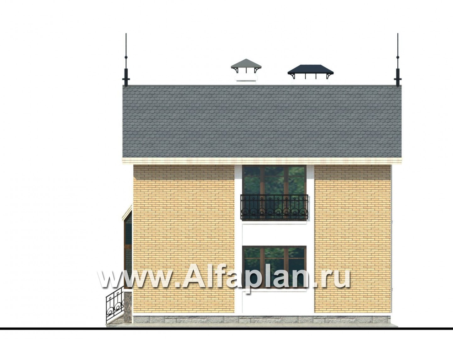 Проекты домов Альфаплан - «Фантазия» - проект дома с компактным планом для небольшого участка - изображение фасада №2