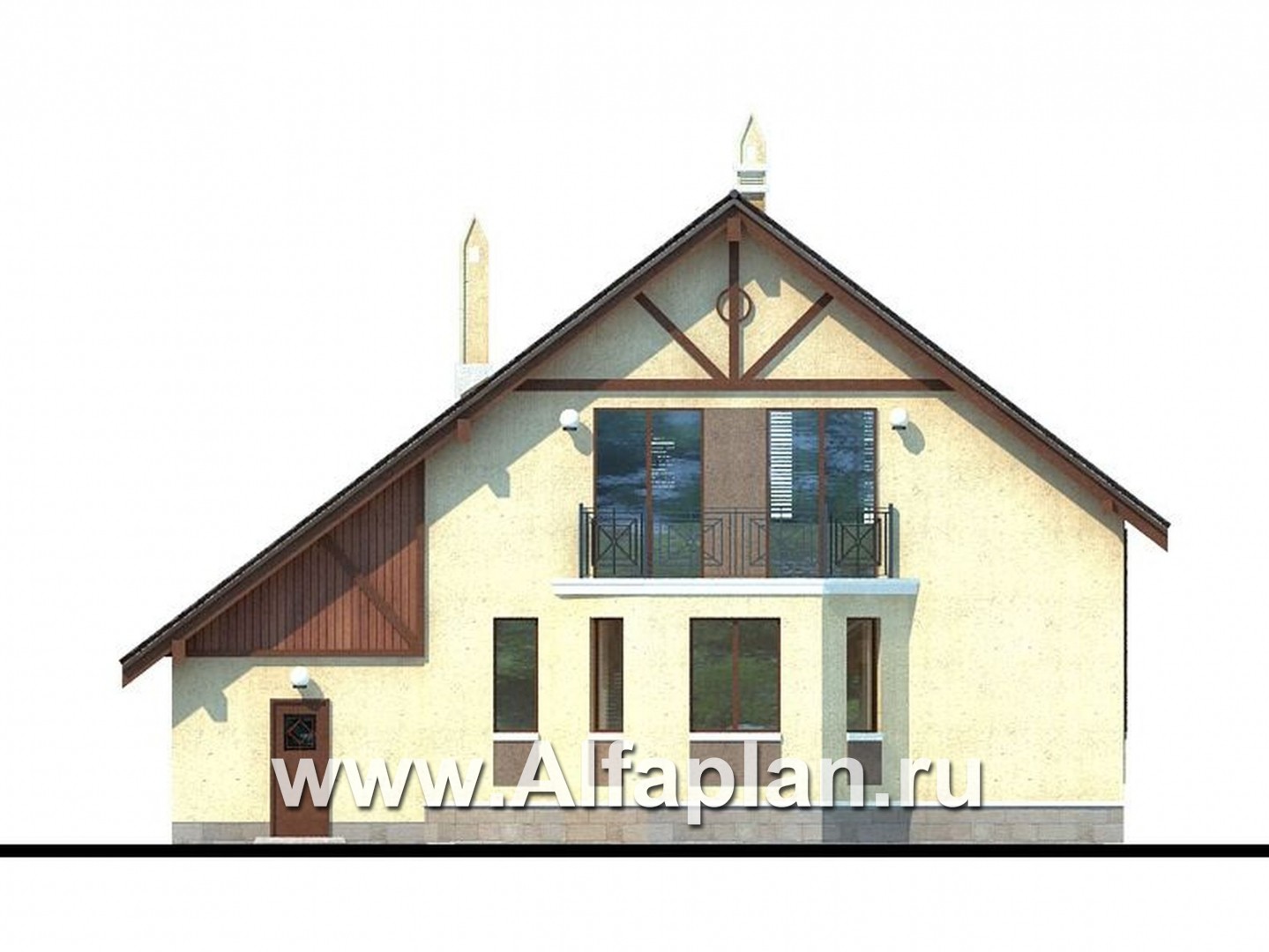 «Регенсбург» - проект дома из газобетона, с эркером и с гаражом, в немецком стиле - фасад дома