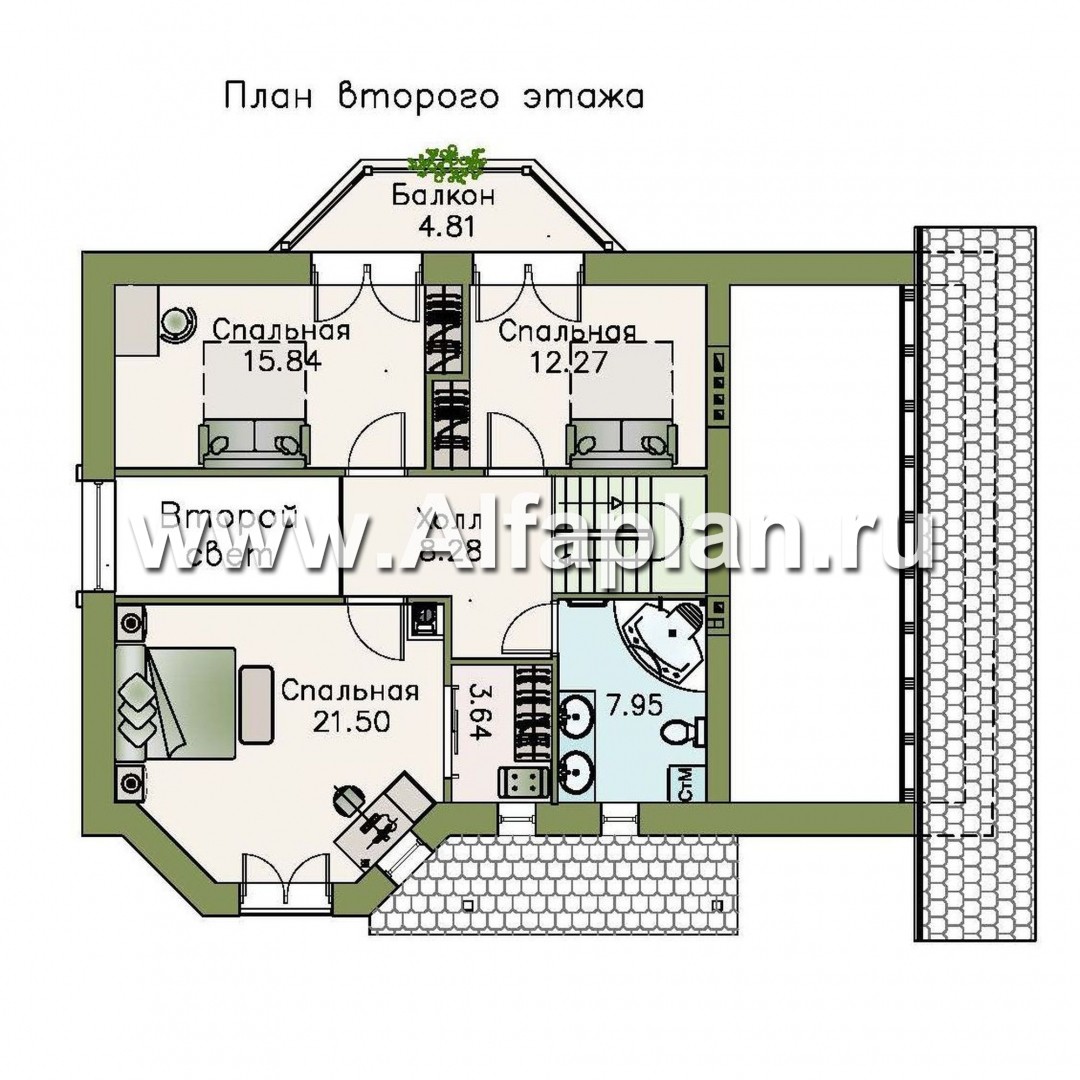 «Регенсбург» - проект дома из газобетона, с эркером и с гаражом, в немецком стиле - план дома