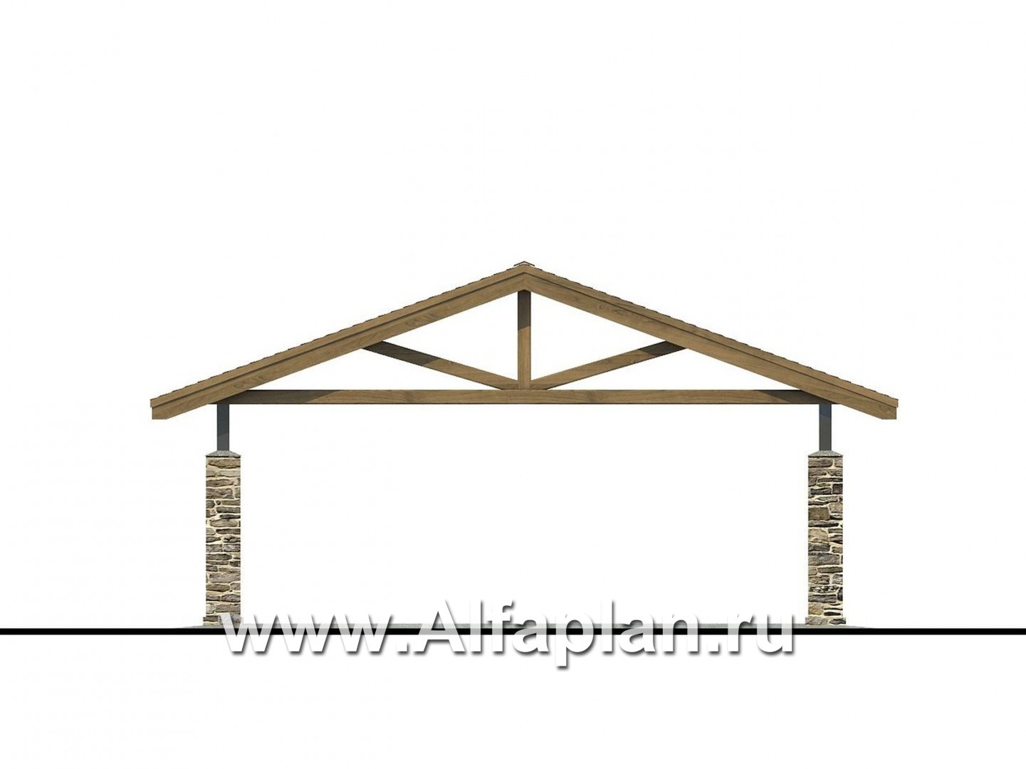 Гараж-навес на 2 авто, с пирамидальной крышей - фасад дома