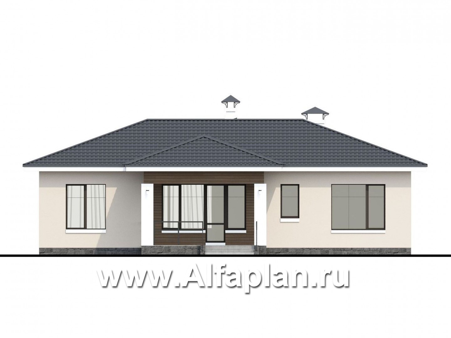 Проекты домов Альфаплан - «Безоблачный» - экономичный и комфортный одноэтажный дом - изображение фасада №4