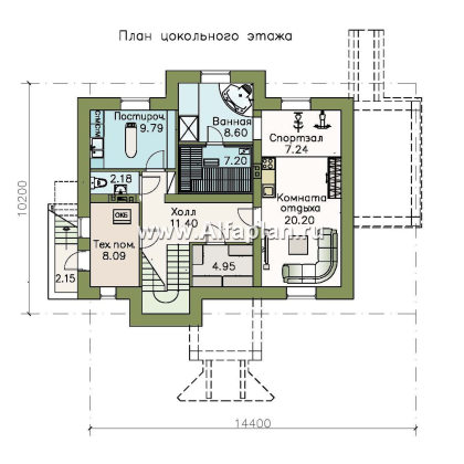«Разумовский» - проект двухэтажного дома, с террасой, со вторым светом, с цокольным этажом - превью план дома