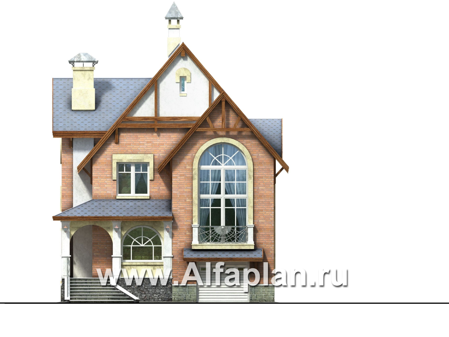 Проекты домов Альфаплан - «Индиго» - дом, в котором все есть - изображение фасада №1