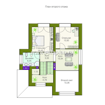 Проекты домов Альфаплан - «Индиго» - дом, в котором все есть - превью плана проекта №3