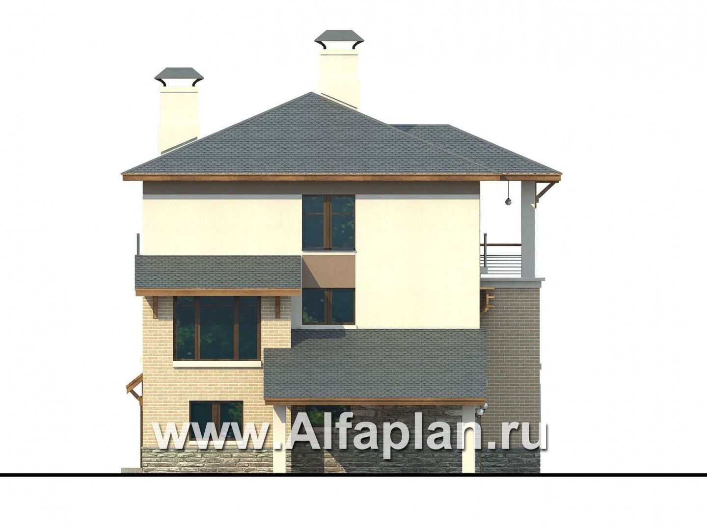 Проекты домов Альфаплан - «Аура» - комфортный дом в современном стиле - изображение фасада №3