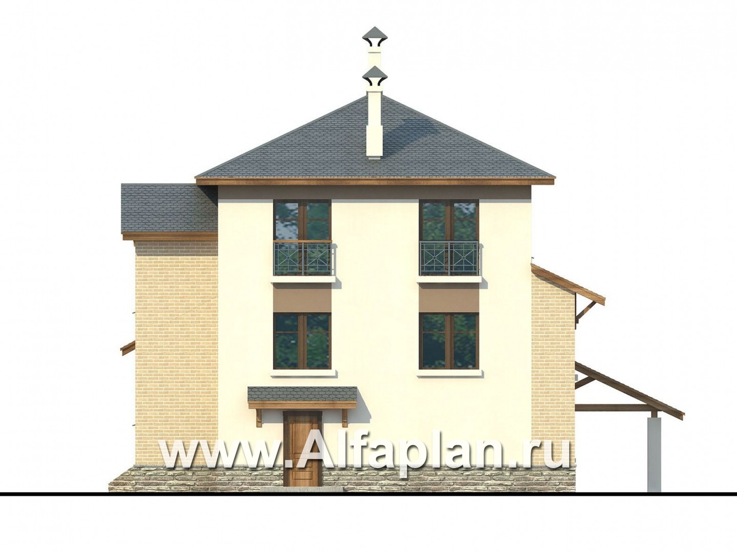 Проекты домов Альфаплан - «Аура» - комфортный дом в современном стиле - изображение фасада №4