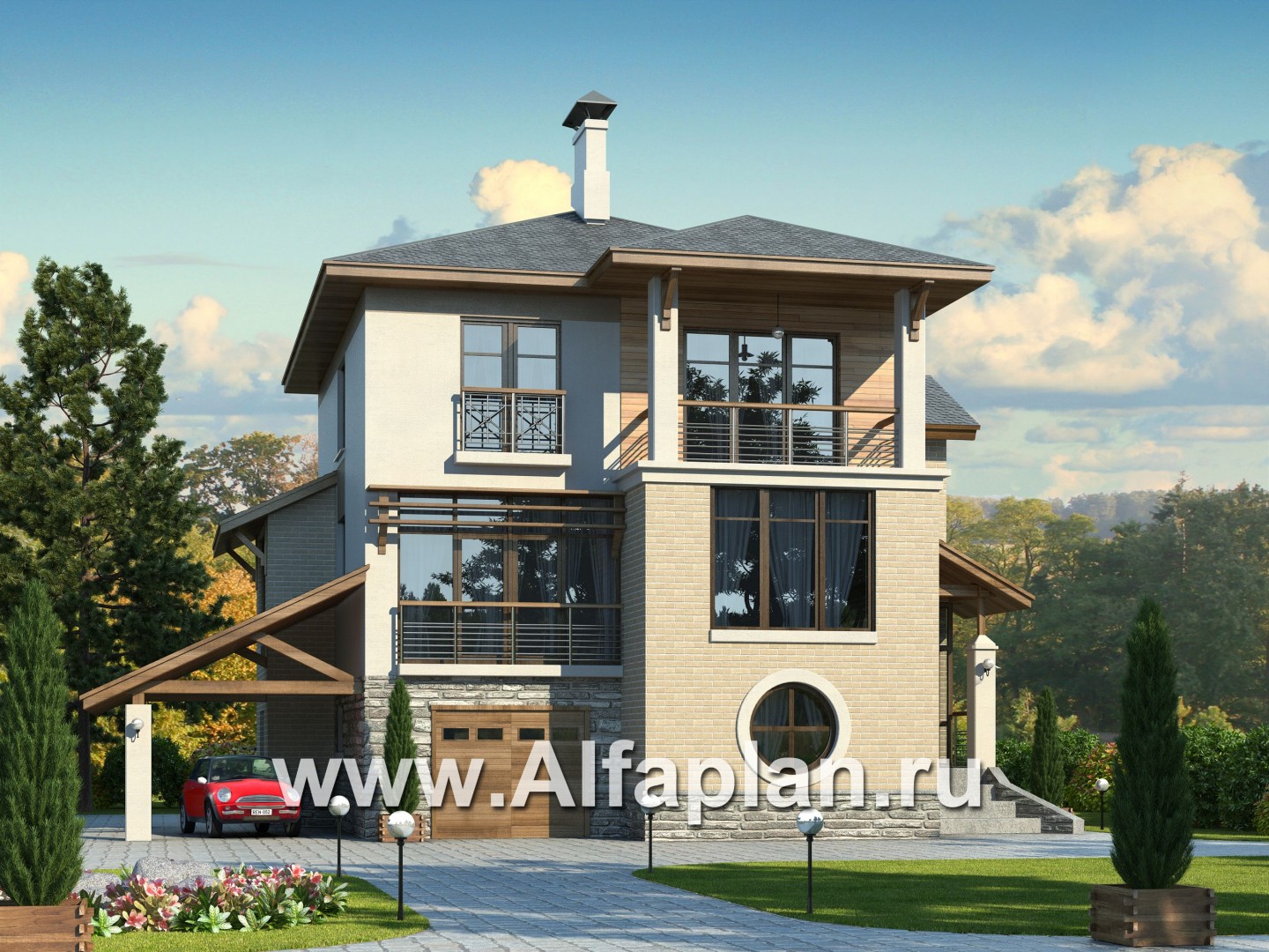 Проекты домов Альфаплан - «Аура» - комфортный дом в современном стиле - основное изображение