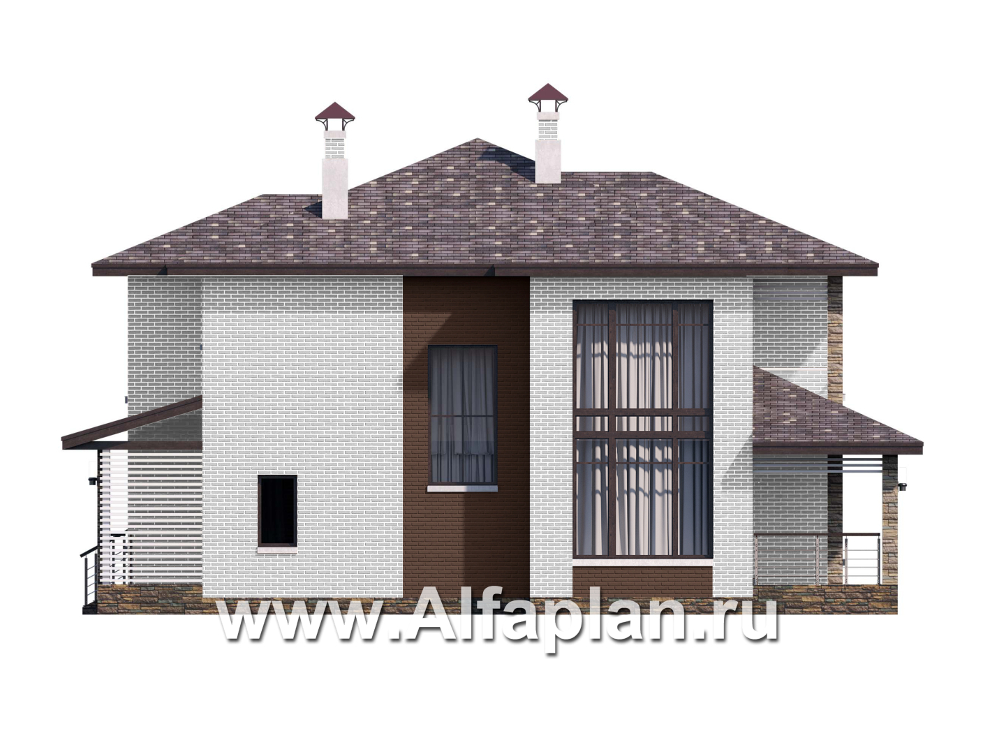 Проекты домов Альфаплан - «Эридан» - современный стильный дом с двусветной гостиной - изображение фасада №3