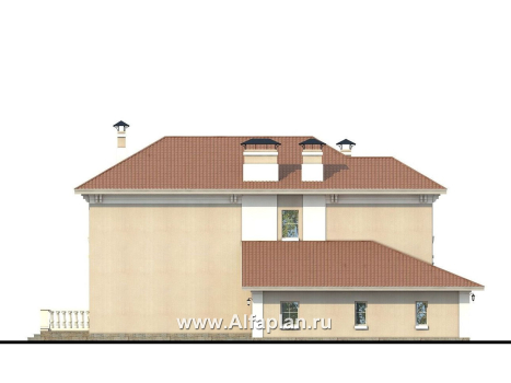 «Тургенев» - проект дома в классическом стиле с террасой и с гаражом - превью фасада дома