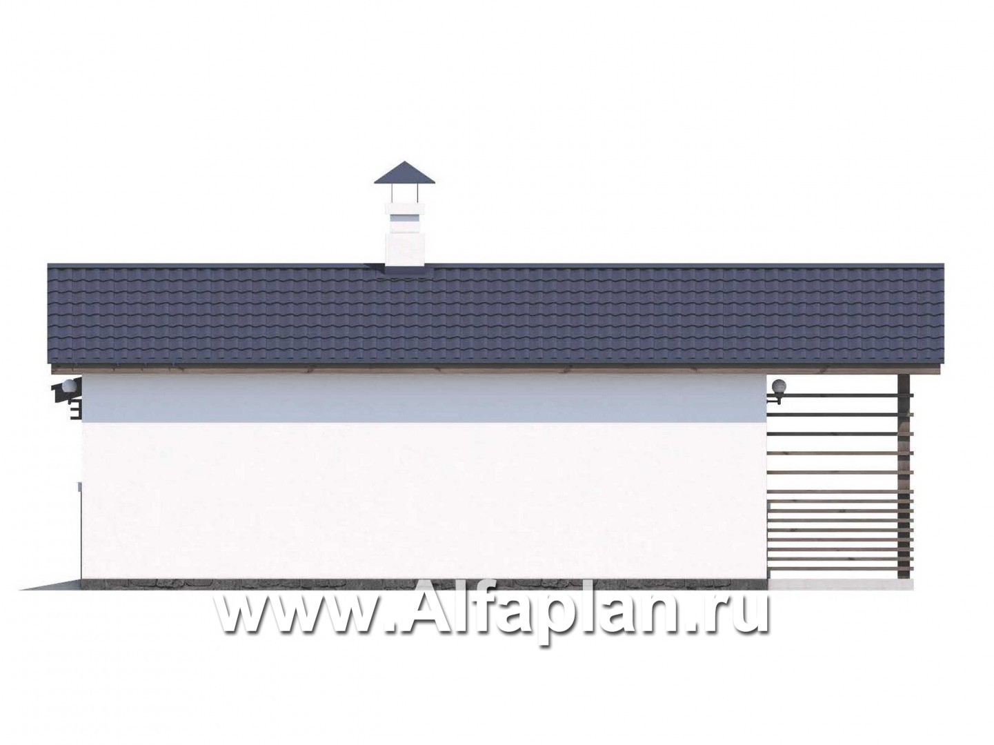Проекты домов Альфаплан - Блок SPA с навесом для машины для небольшой усадьбы - изображение фасада №2